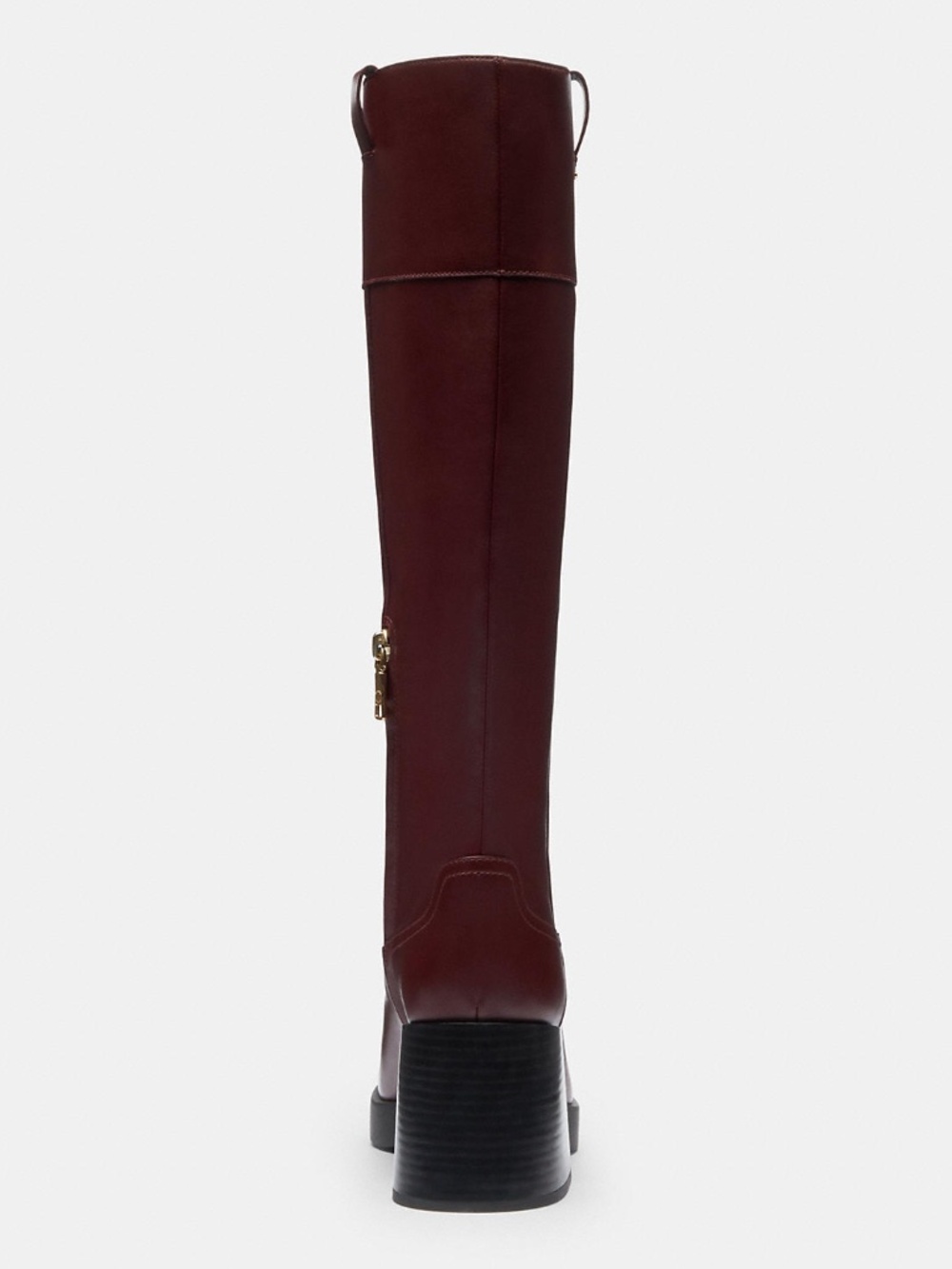 New Coach Block Dark Wine Heel Tall Boot - Picture 2 of 3
